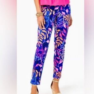 LILLY PULITZER Kelly ankle pants borealis blue floral size 4 stretch